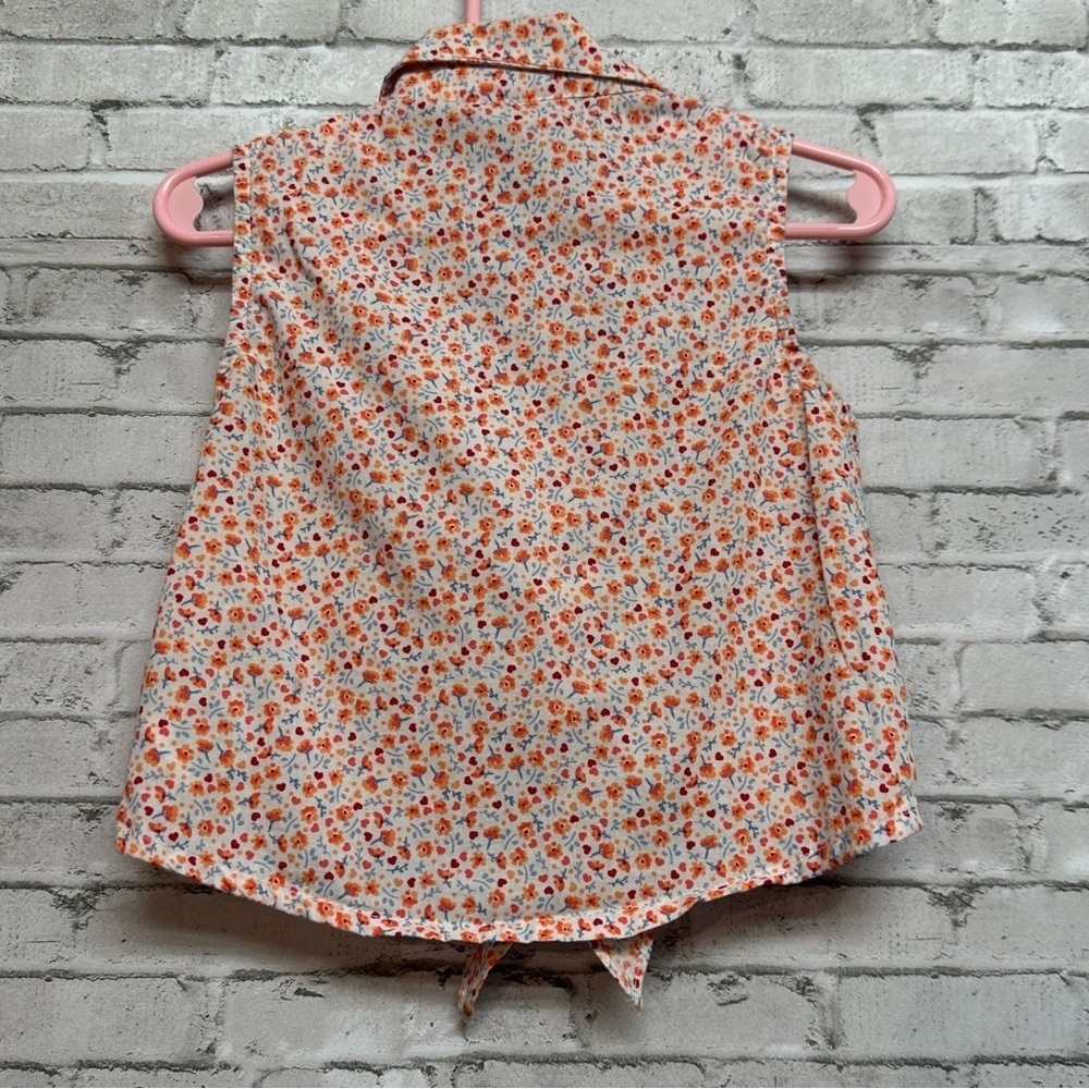 Kids Tops Lot of 2 Toddler Sleeveless 3T & 4T Floral Ruffle Tie Front Shirts - Picture 5 of 12